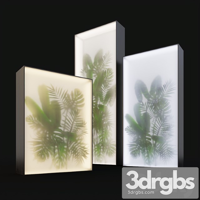 Light box with tropical leaves - thumbnail 1