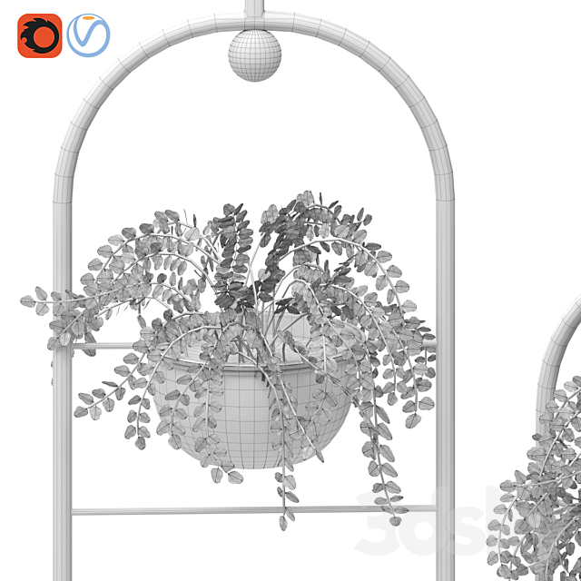 Metal hanging lamp Indoor Plant partition 3DS Max Model - thumbnail 2