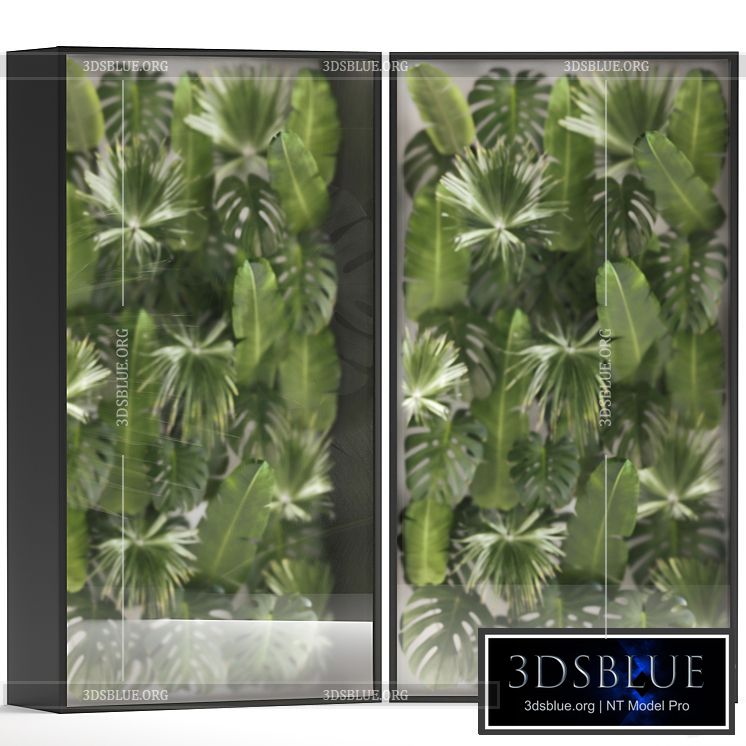 Phytowall and phytobox made of banana palm branches and fan palm leaves in a niche behind a translucent stack. 70. 3DS Max - thumbnail 3