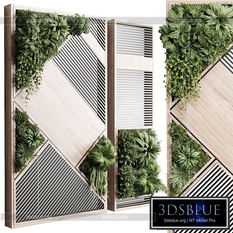 plants set partition in wooden frame- Vertical graden wall decor box 29 3DS Max - thumbnail 3