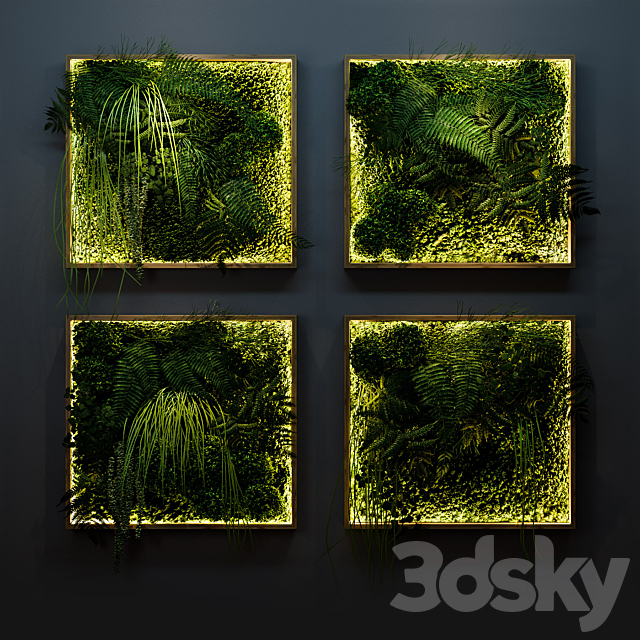 Set of moss and fern phyto modules 3ds Max - thumbnail 2