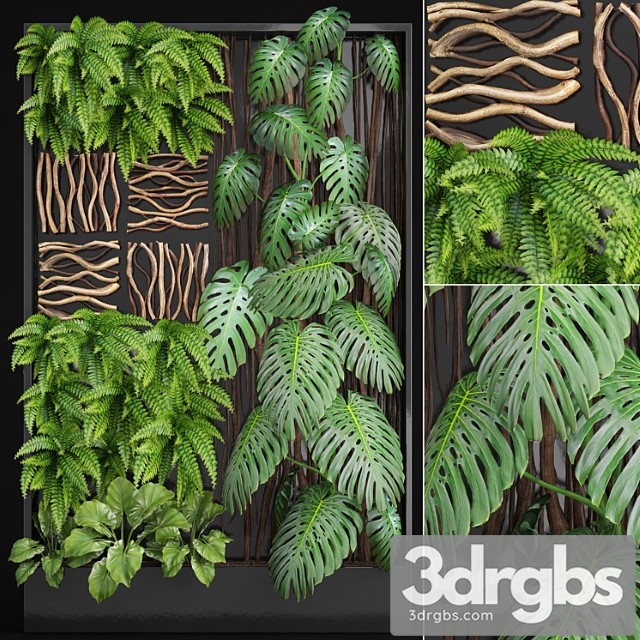 Vertical garden 2. vertical garden, phytowall, phytomodl, landscaping, green picture, bush, wall decor, branches, monstera, fern, alocasia, eco, eco decor, loft - thumbnail 1