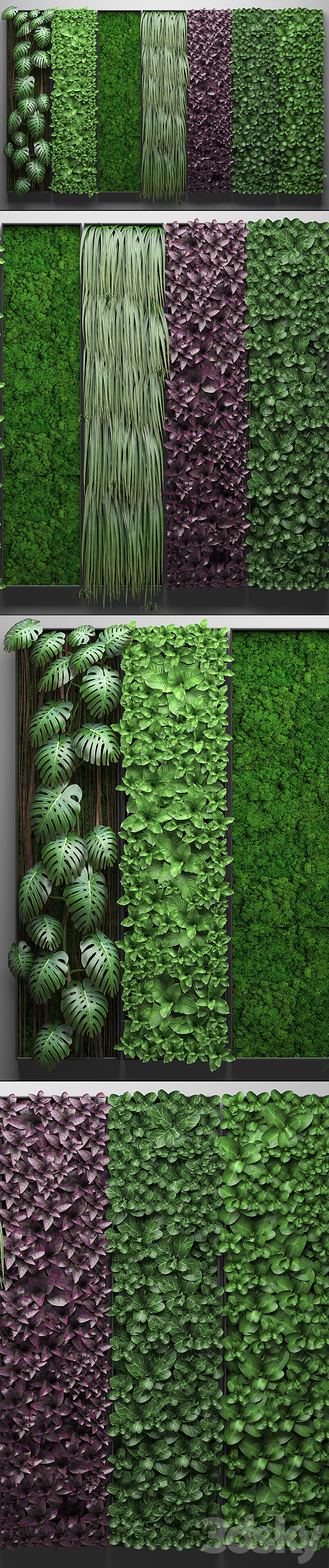 Vertical garden 21.Seven separate modules phytowall phytomodule wall decor landscaping 3DS Max Model - thumbnail 2