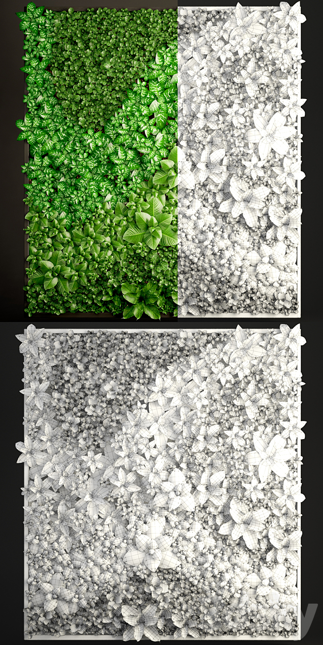 Vertical garden 6. Vertical garden. phytowall. phytomodule. landscaping. green painting. bush. wall decor. eco design 3DSMax File - thumbnail 3