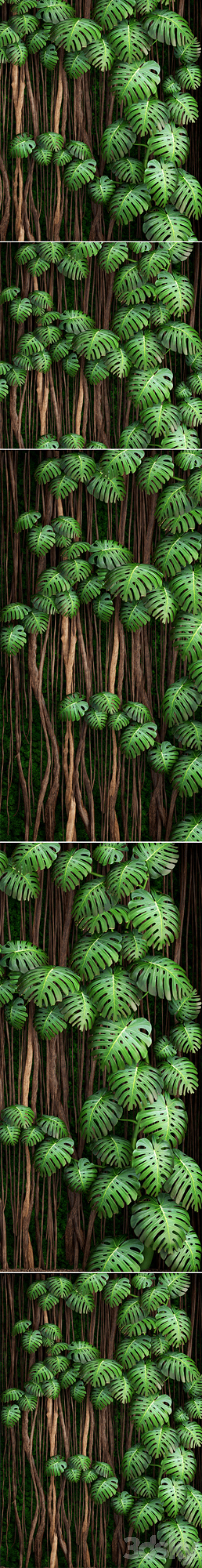 Vertical garden 9. Monstera phytowall phytomodule eco design vertical garden decorative 3DS Max Model - thumbnail 2