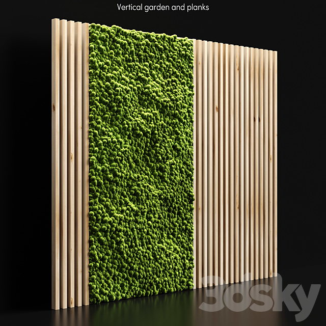 Vertical garden and planks 3ds Max - thumbnail 1