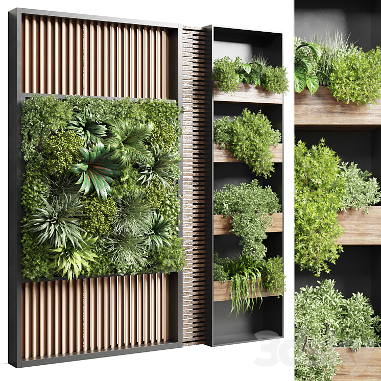 Vertical garden stand 15 – wall decor with shelves for the library and closet or showcase corona 3DS Max Model - thumbnail 1