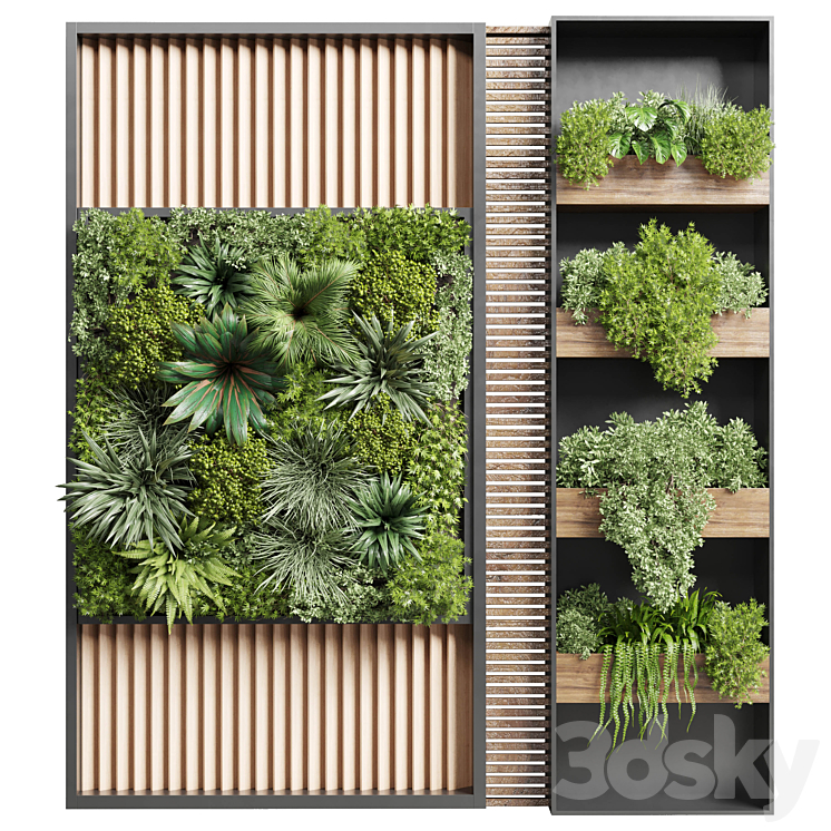 Vertical garden stand 15 – wall decor with shelves for the library and closet or showcase corona 3DS Max Model - thumbnail 2