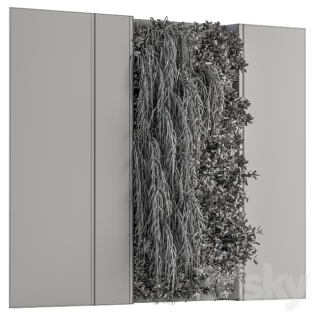 Vertical Garden Stone Wall and Metal Frame – Wall Decor 29 3DS Max Model - thumbnail 4