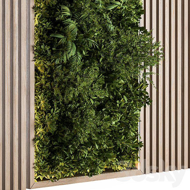 Vertical Garden Wood Frame – Wall Decor 08 3DS Max Model - thumbnail 2