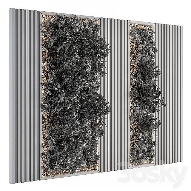 Vertical Garden Wood Frame – Wall Decor 08 3DS Max Model - thumbnail 5