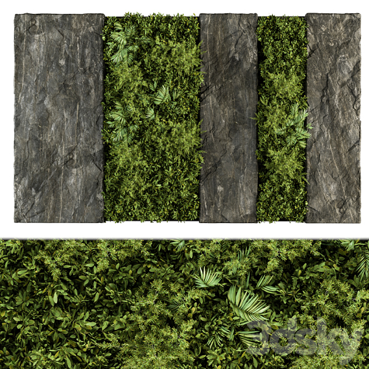 Vertical Garden Wood Frame – Wall Decor 26 3DS Max Model - thumbnail 1