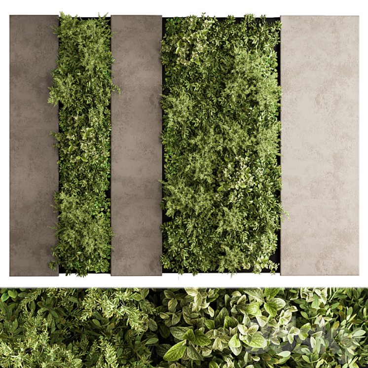 Vertical Garden Wood Frame – Wall Decor 33 3DS Max - thumbnail 1