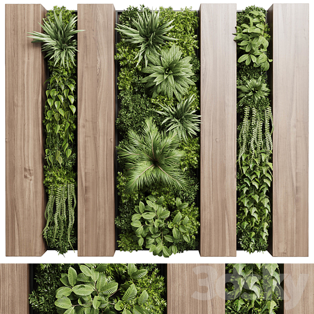 Vertical graden wall decor box – plants set partition 36 3DSMax File - thumbnail 1