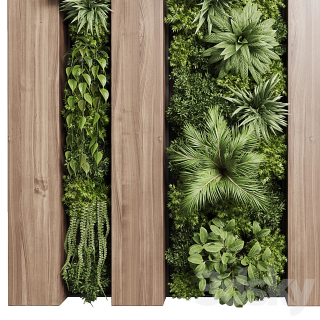 Vertical graden wall decor box – plants set partition 36 3DSMax File - thumbnail 5