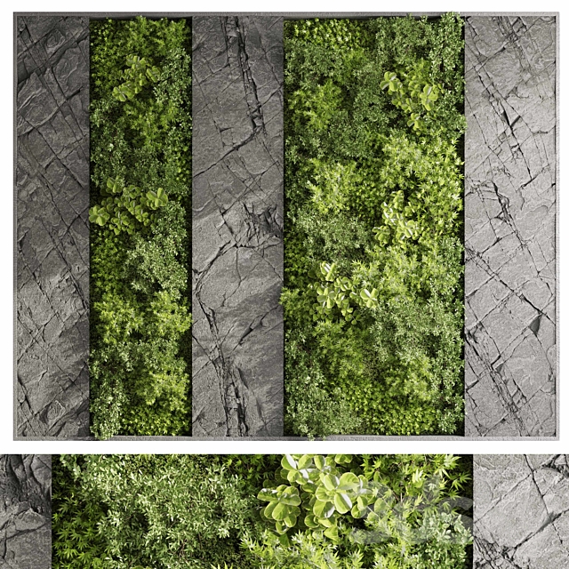 Vertical Wall Garden With Rock frame – 27 3DS Max Model - thumbnail 2