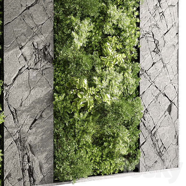 Vertical Wall Garden With Rock frame – 27 3DS Max Model - thumbnail 4