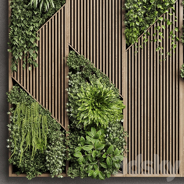 Vertical Wall Garden With Wooden frame – collection of houseplants indoor 41 3DS Max Model - thumbnail 5