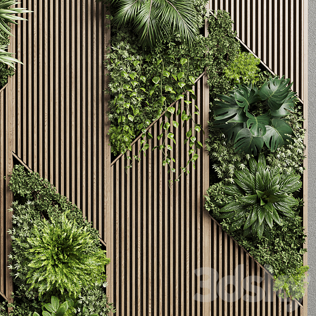 Vertical Wall Garden With Wooden frame – collection of houseplants indoor 41 3DS Max Model - thumbnail 6