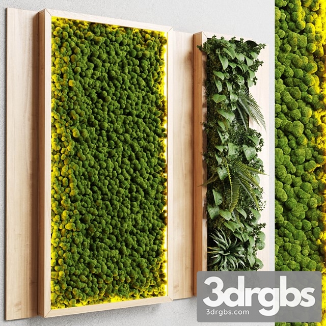 Wall Garden And Vertical Moss In Wooden Frame 22 1 3dsmax Download - thumbnail 1