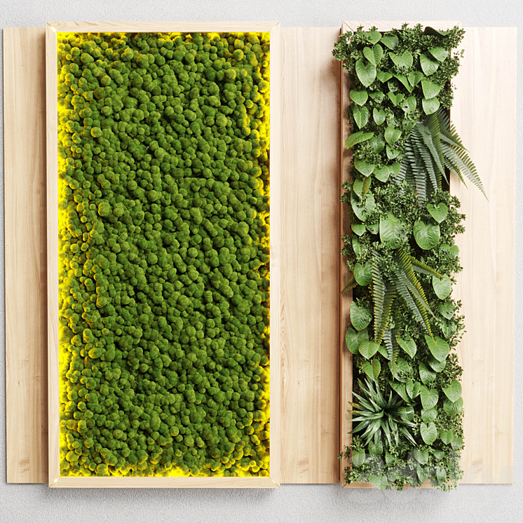 wall garden and vertical moss in wooden frame 22 3DS Max - thumbnail 2