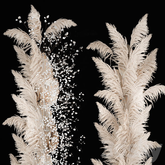 Wedding decorations from columns of dried flowers and pampas grass Cortaderia moonflower dry palm branch. Bouquet 289. 3DS Max Model - thumbnail 4