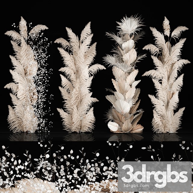 Wedding decorations from columns of dried flowers and pampas grass, cortaderia, moonflower, dry, palm branch. bouquet 289. - thumbnail 1