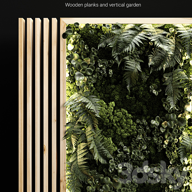 Wooden planks and vertical garden 3DS Max Model - thumbnail 2