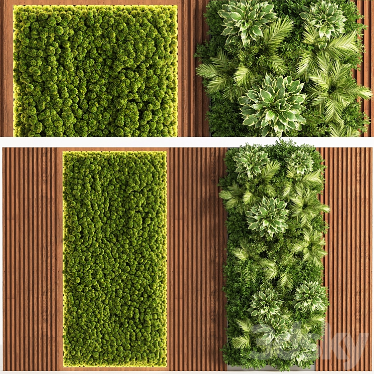 Wooden Planks Vertical Garden and Mosswalls 3DS Max Model - thumbnail 1