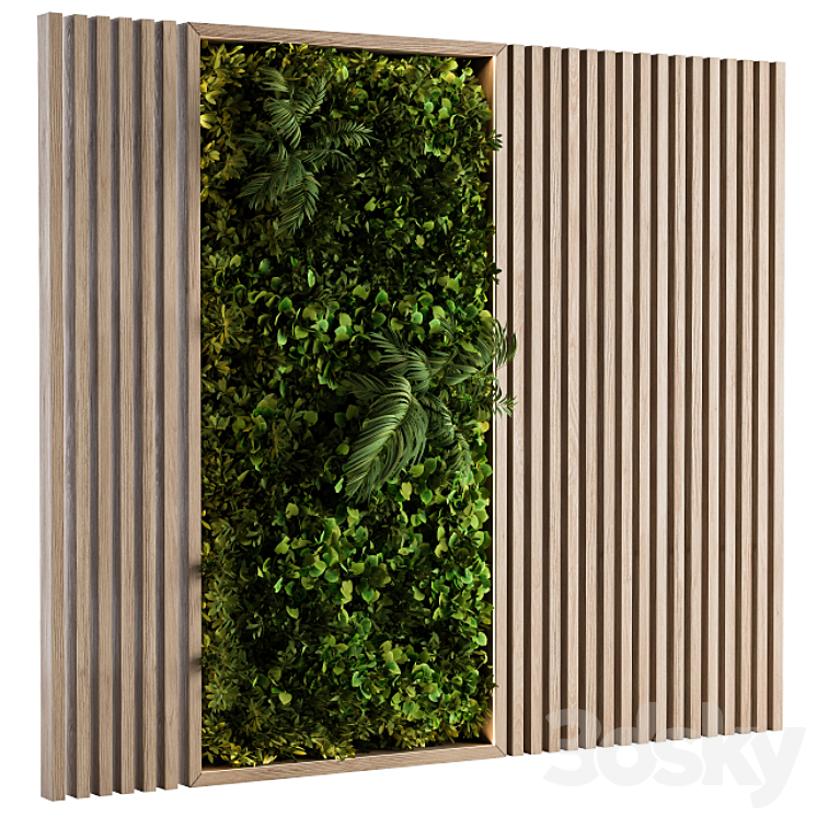 Wooden Vertical Garden – Wall Decor 3DS Max - thumbnail 1