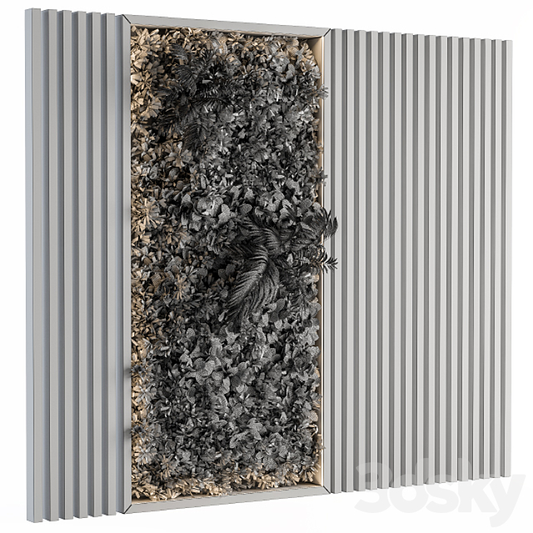 Wooden Vertical Garden – Wall Decor 3DS Max - thumbnail 2