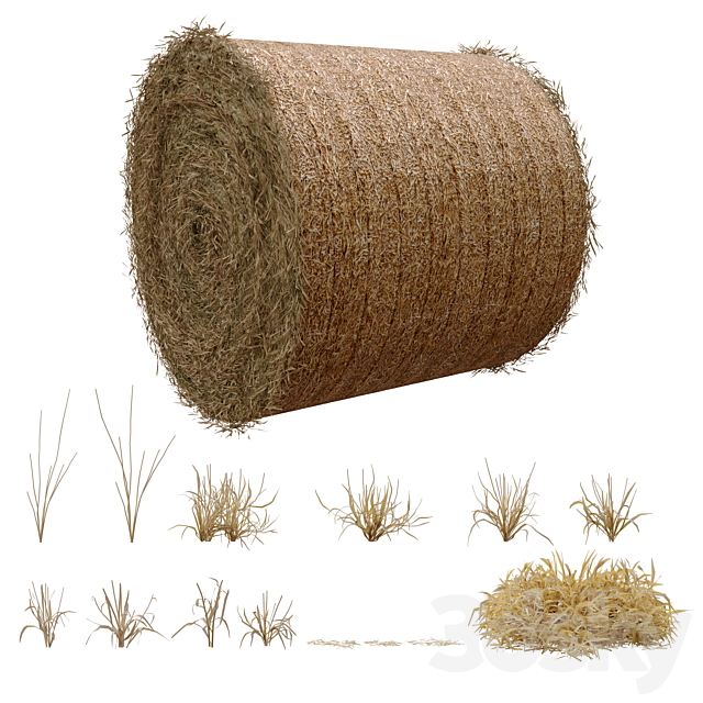 Farm field with hay bale 3DSMax File - thumbnail 4