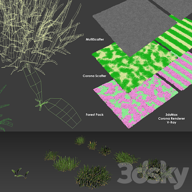 Lawn grass 3DS Max Model - thumbnail 7