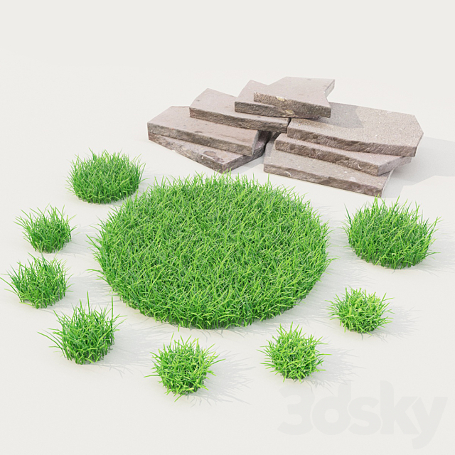 lawn grass with stones 3DSMax File - thumbnail 1