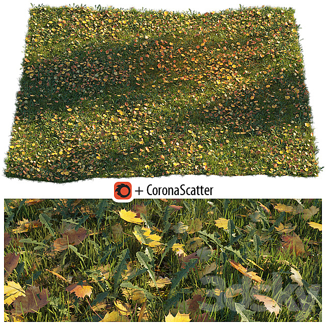 Lawn with dry maple leaves 3DSMax File - thumbnail 1
