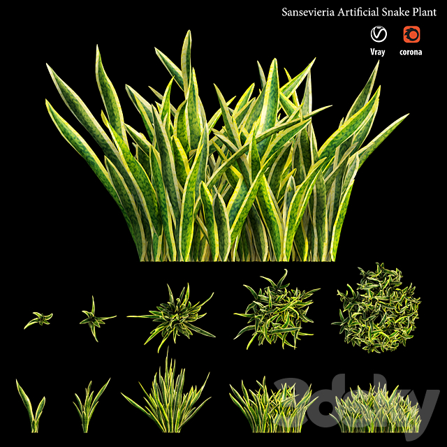 Sansevieria artificial snake plant 3DS Max Model - thumbnail 3