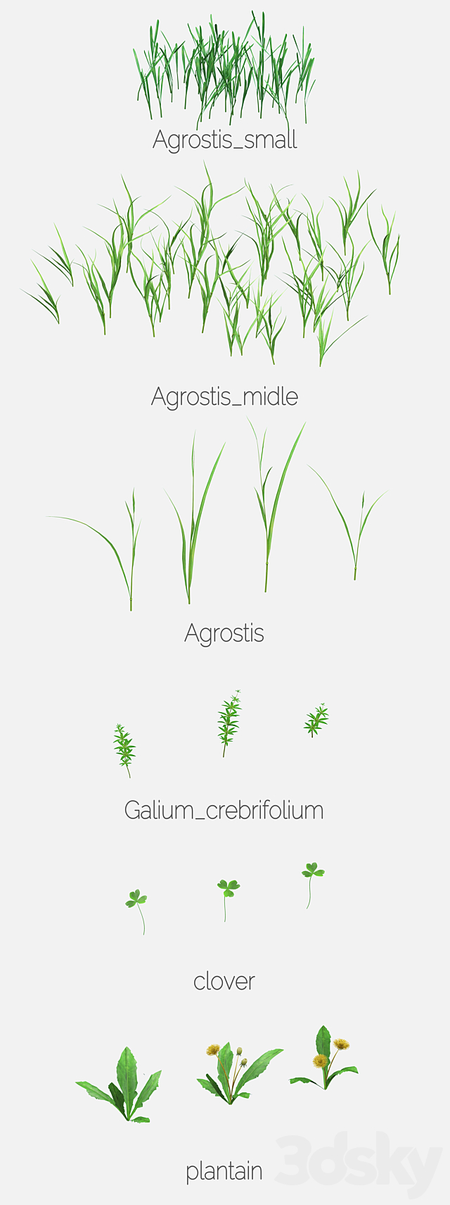 Set for the creation of field grass and lawns 3DS Max Model - thumbnail 3