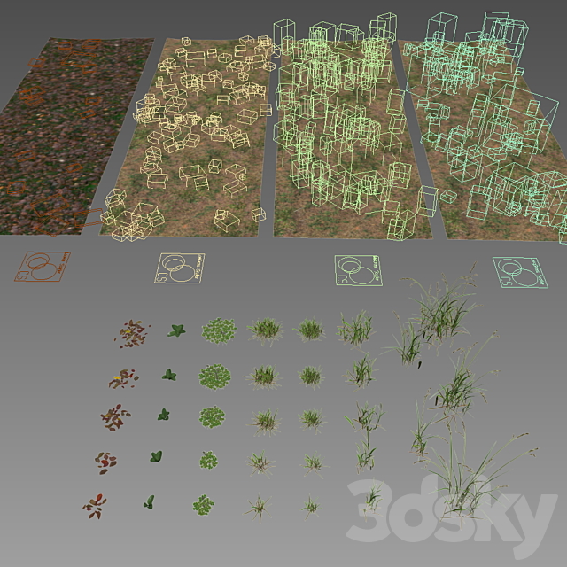 Set of grass and leaves. 3DS Max Model - thumbnail 3