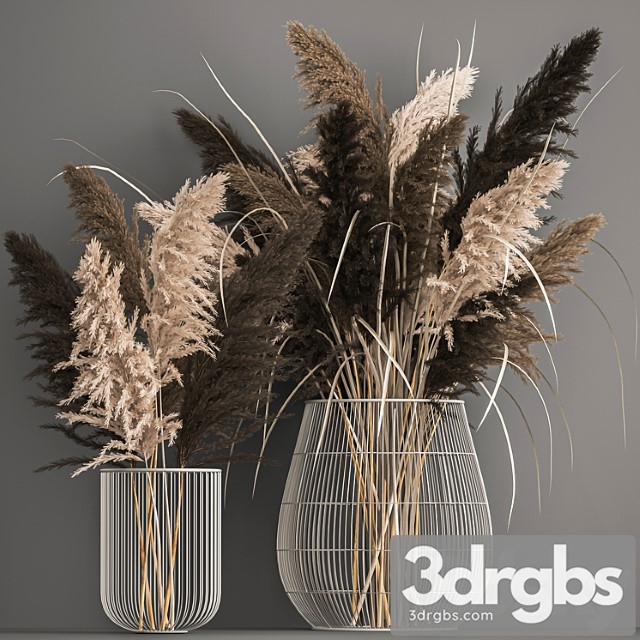 A bouquet of dried flowers with pampas grass in a basket, reeds, branches. set 1071. - thumbnail 1