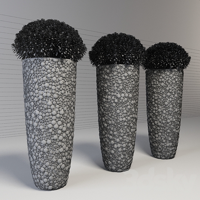 A large vase with a plant 3DS Max Model - thumbnail 3