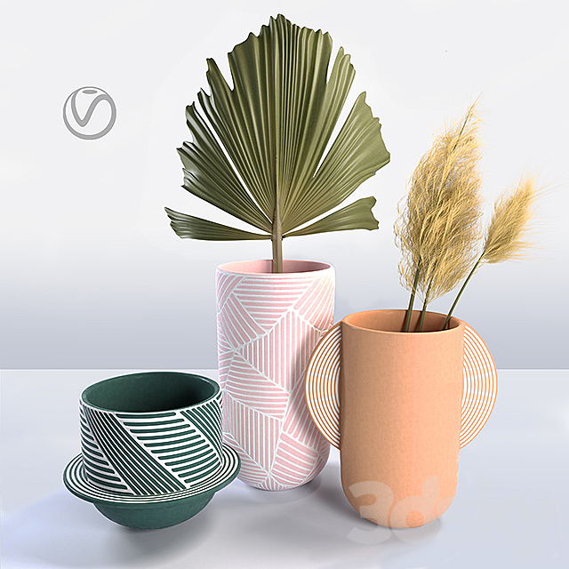 Anthropologie vase set 3dsMax Model - thumbnail 1