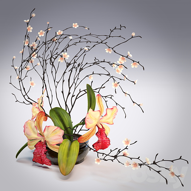 Arrangement of orchids 3DS Max Model - thumbnail 2