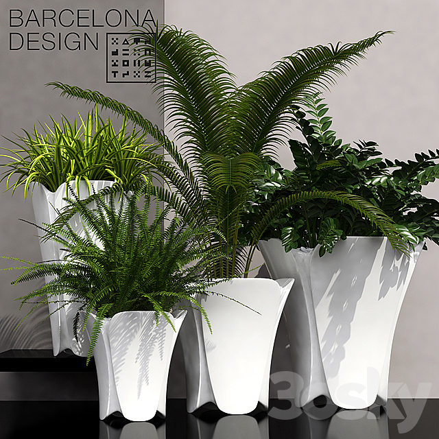 Barcelona design flowerpots set 02 3DSMax File - thumbnail 1