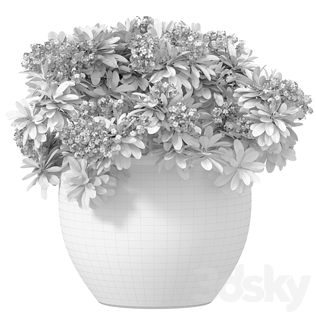 Bouquet of white flowers in a potted vase for decoration 3ds Max - thumbnail 3