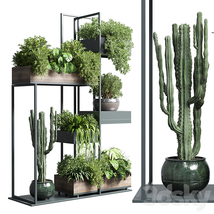 Collection Outdoor Indoor plant stand-metal and wooden vase 13 3DS Max Model - thumbnail 1