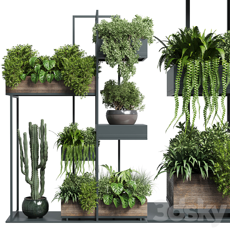 Collection Outdoor Indoor plant stand-metal and wooden vase 13 3DS Max Model - thumbnail 2