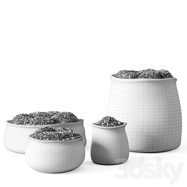 Crosshatch concrete vessel collection with moss 3DSMax File - thumbnail 5