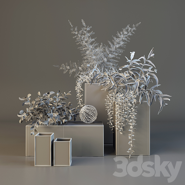 Decor set with plants 3DSMax File - thumbnail 3