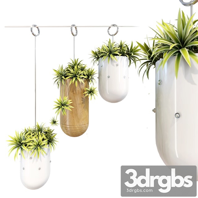 Decorative hanging metal planter set - thumbnail 1