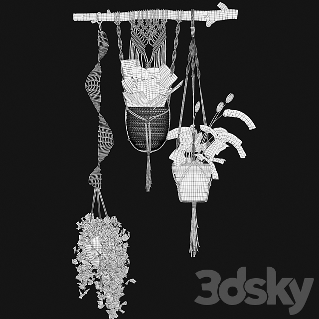 Decorative set of hanging pots 2 3DSMax File - thumbnail 2